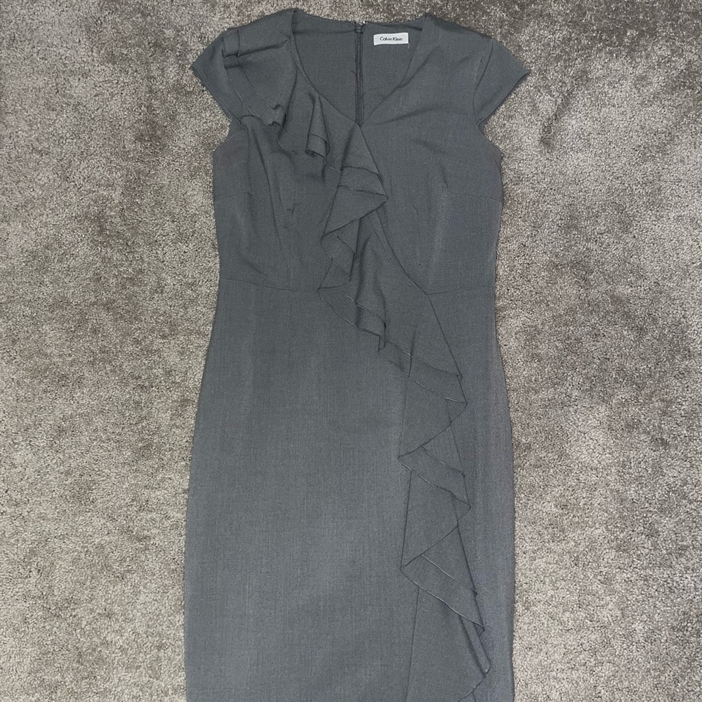 Calvin Klein Charcoal Asymmetrical Dress
